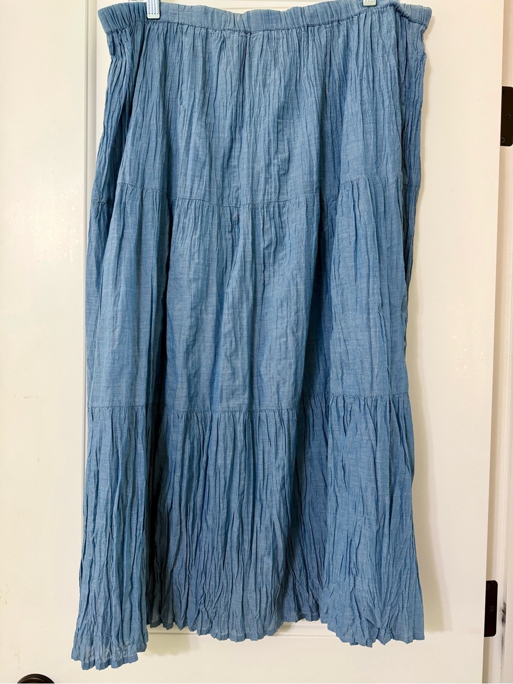 White Stag Tiered Maxi Skirt Women XL Blue Cotton Chambray Boho Coastal Cowgirl - Picture 5 of 9
